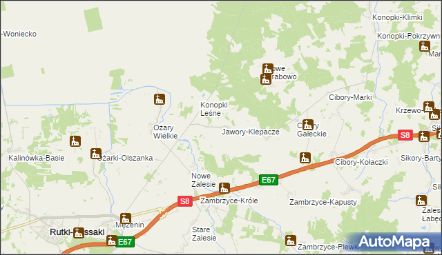 mapa Jawory-Klepacze, Jawory-Klepacze na mapie Targeo