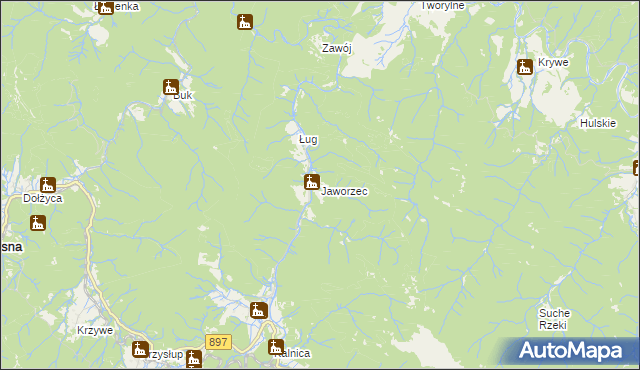 mapa Jaworzec, Jaworzec na mapie Targeo