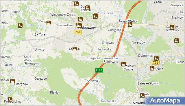 mapa Jaworznia, Jaworznia na mapie Targeo