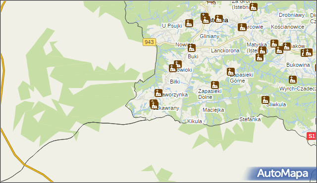 mapa Jaworzynka, Jaworzynka na mapie Targeo