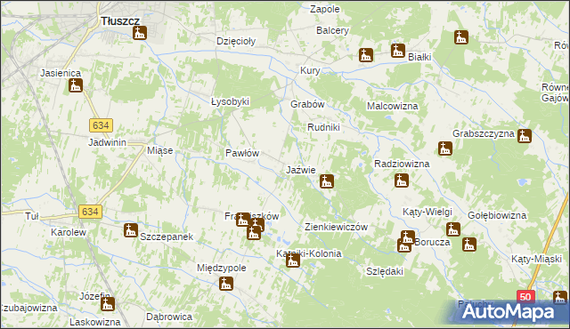 mapa Jaźwie, Jaźwie na mapie Targeo