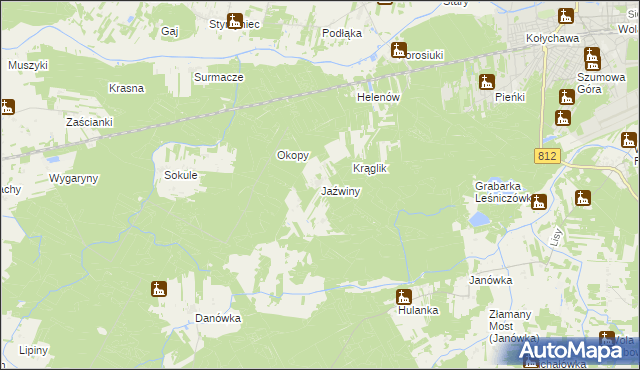 mapa Jaźwiny gmina Biała Podlaska, Jaźwiny gmina Biała Podlaska na mapie Targeo