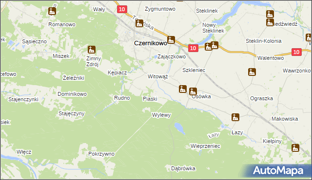 mapa Jaźwiny gmina Czernikowo, Jaźwiny gmina Czernikowo na mapie Targeo