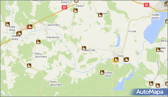 mapa Jażyniec, Jażyniec na mapie Targeo