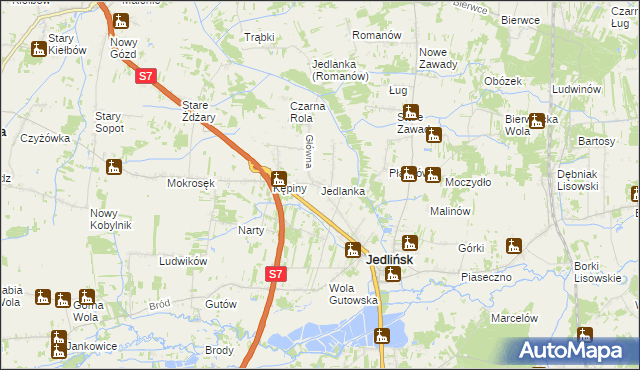 mapa Jedlanka gmina Jedlińsk, Jedlanka gmina Jedlińsk na mapie Targeo