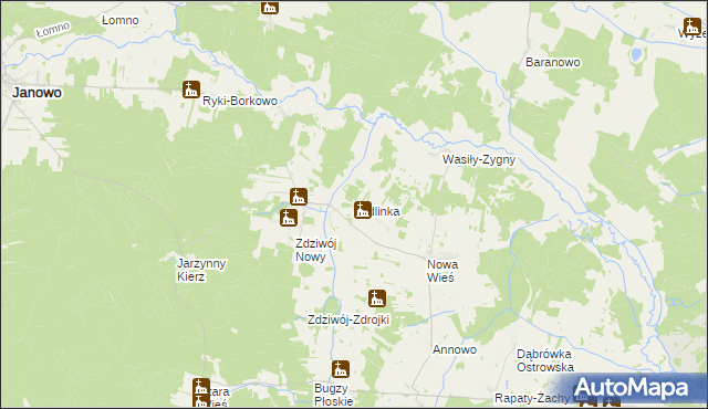 mapa Jedlinka gmina Chorzele, Jedlinka gmina Chorzele na mapie Targeo