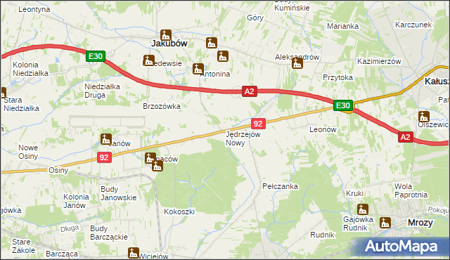 mapa Jędrzejów Nowy, Jędrzejów Nowy na mapie Targeo