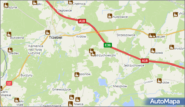 mapa Jędrzychowiczki, Jędrzychowiczki na mapie Targeo
