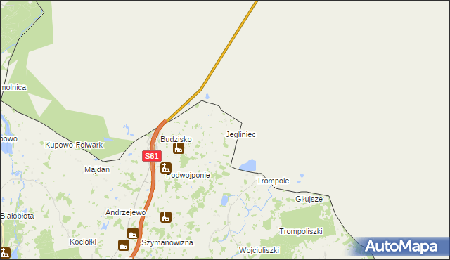 mapa Jegliniec gmina Szypliszki, Jegliniec gmina Szypliszki na mapie Targeo