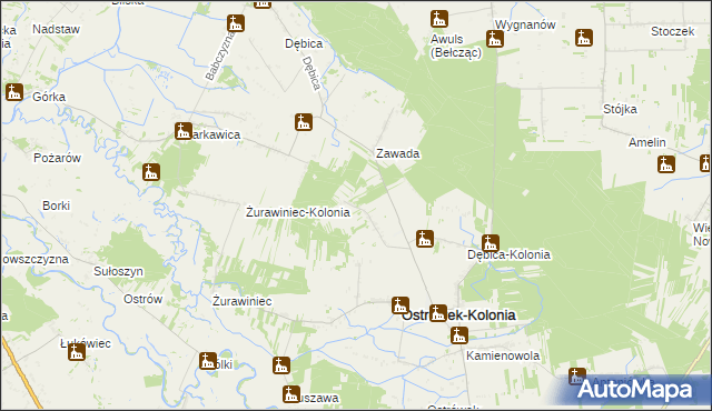 mapa Jeleń gmina Ostrówek, Jeleń gmina Ostrówek na mapie Targeo