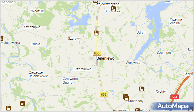 mapa Jeleniewo, Jeleniewo na mapie Targeo