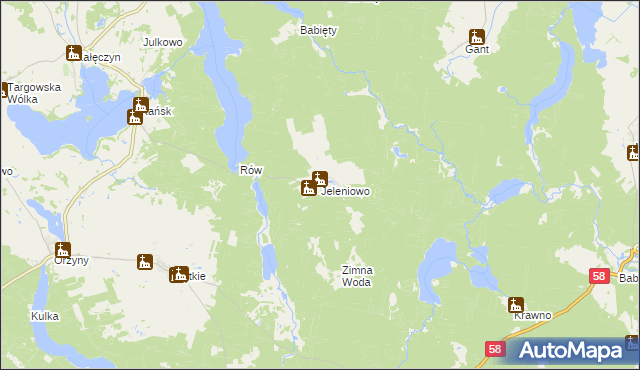 mapa Jeleniowo, Jeleniowo na mapie Targeo