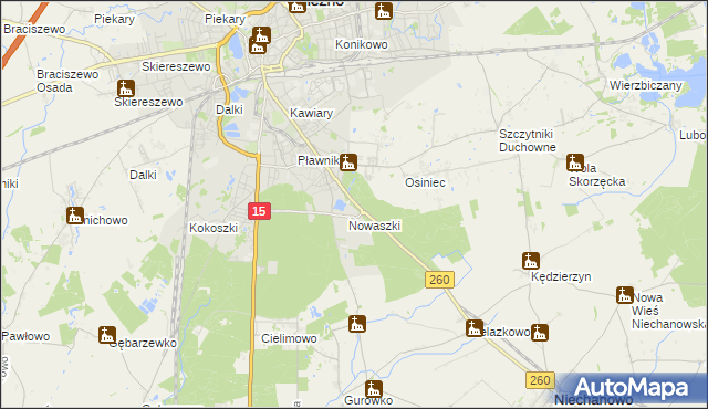 mapa Jelonek gmina Niechanowo, Jelonek gmina Niechanowo na mapie Targeo