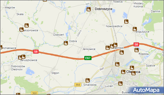 mapa Jenkowice gmina Oleśnica, Jenkowice gmina Oleśnica na mapie Targeo