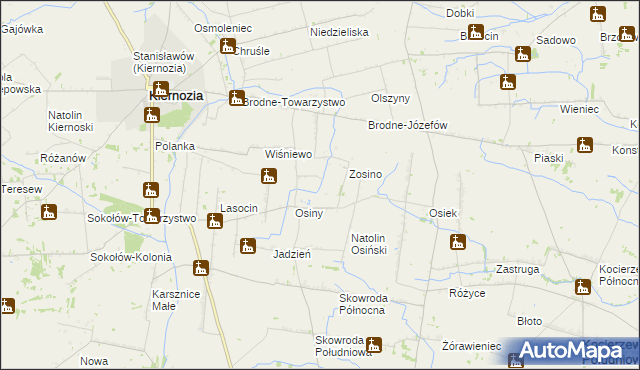 mapa Jerzewo gmina Kiernozia, Jerzewo gmina Kiernozia na mapie Targeo