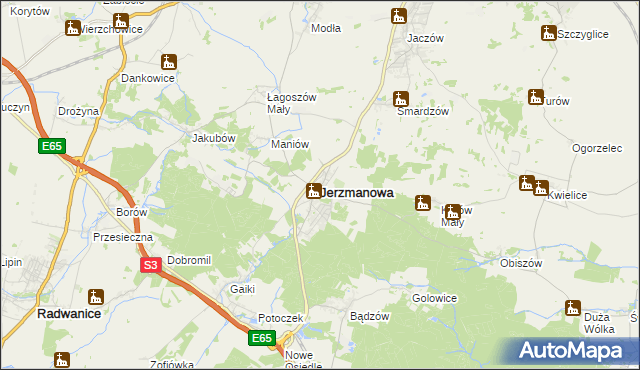 mapa Jerzmanowa, Jerzmanowa na mapie Targeo
