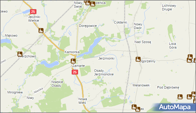 mapa Jerzmionki, Jerzmionki na mapie Targeo