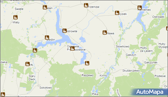 mapa Jerzykowo gmina Trzemeszno, Jerzykowo gmina Trzemeszno na mapie Targeo