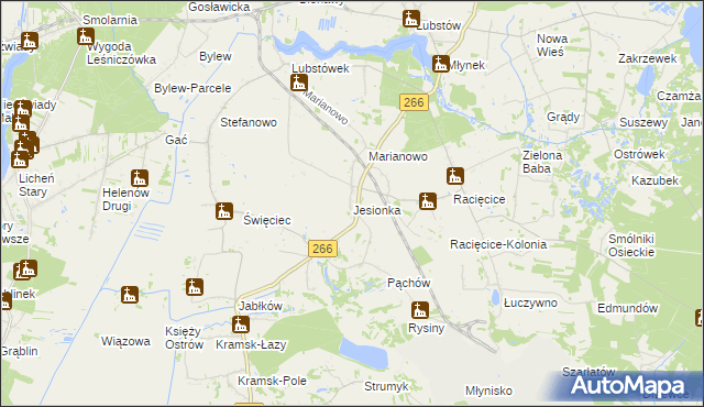 mapa Jesionka gmina Sompolno, Jesionka gmina Sompolno na mapie Targeo