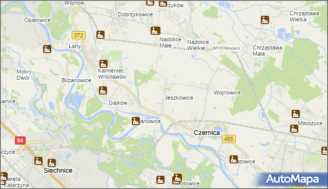 mapa Jeszkowice, Jeszkowice na mapie Targeo