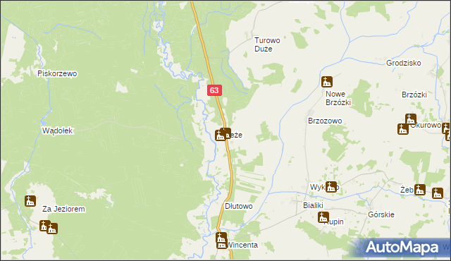 mapa Jeże gmina Pisz, Jeże gmina Pisz na mapie Targeo