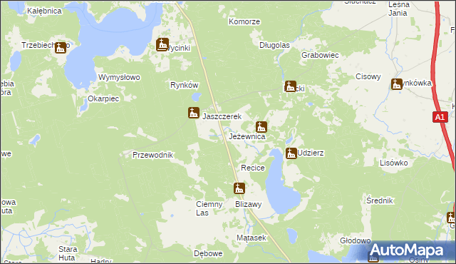 mapa Jeżewnica gmina Osiek, Jeżewnica gmina Osiek na mapie Targeo