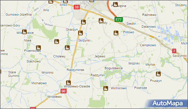 mapa Jeżewo gmina Płońsk, Jeżewo gmina Płońsk na mapie Targeo