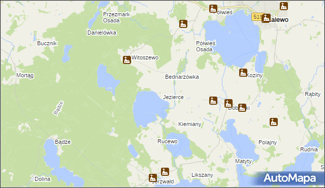 mapa Jezierce gmina Zalewo, Jezierce gmina Zalewo na mapie Targeo