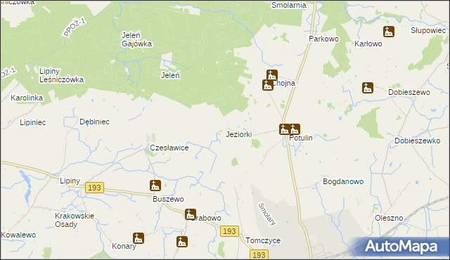 mapa Jeziorki gmina Gołańcz, Jeziorki gmina Gołańcz na mapie Targeo