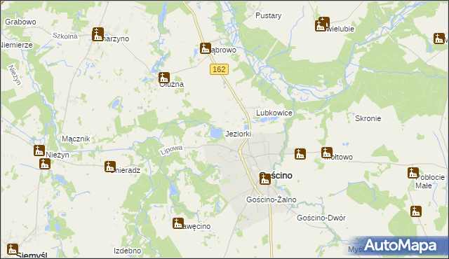 mapa Jeziorki gmina Gościno, Jeziorki gmina Gościno na mapie Targeo