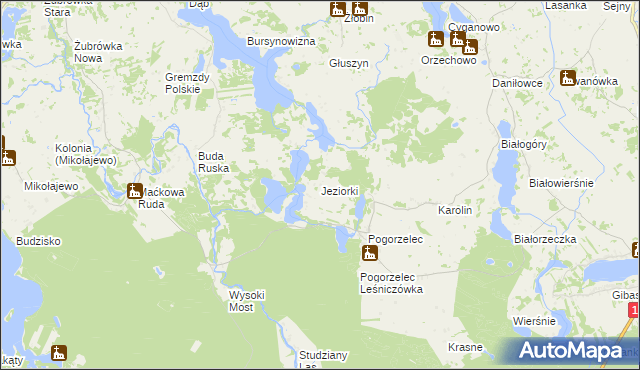 mapa Jeziorki gmina Krasnopol, Jeziorki gmina Krasnopol na mapie Targeo