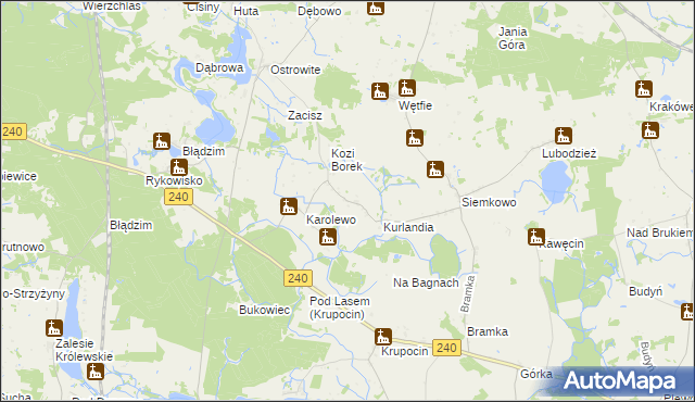 mapa Jeziorki gmina Lniano, Jeziorki gmina Lniano na mapie Targeo