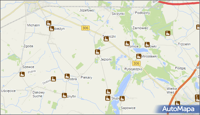 mapa Jeziorki gmina Stęszew, Jeziorki gmina Stęszew na mapie Targeo