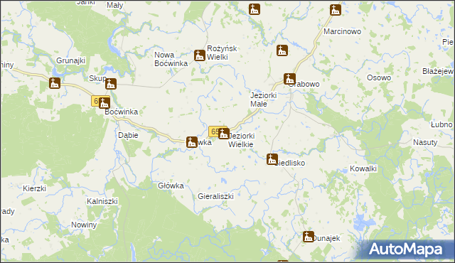 mapa Jeziorki Wielkie, Jeziorki Wielkie na mapie Targeo