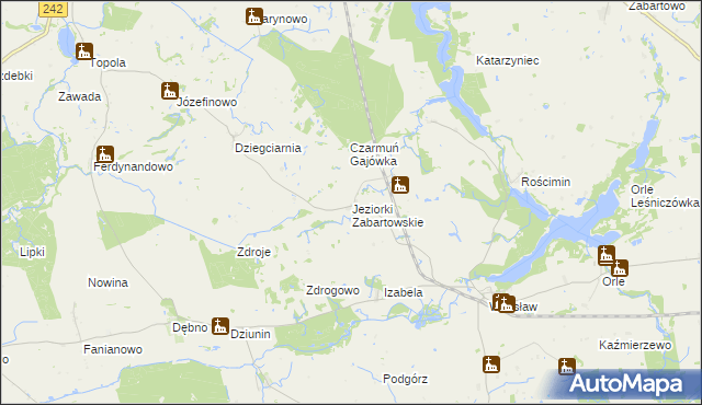 mapa Jeziorki Zabartowskie, Jeziorki Zabartowskie na mapie Targeo