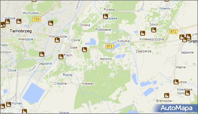 mapa Jeziórko gmina Grębów, Jeziórko gmina Grębów na mapie Targeo