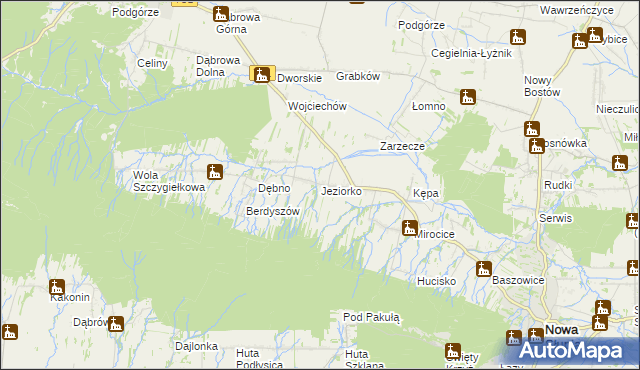 mapa Jeziorko gmina Nowa Słupia, Jeziorko gmina Nowa Słupia na mapie Targeo