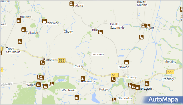 mapa Jeziorno gmina Dzierzgoń, Jeziorno gmina Dzierzgoń na mapie Targeo