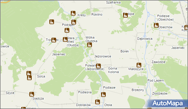 mapa Jeziorowice, Jeziorowice na mapie Targeo