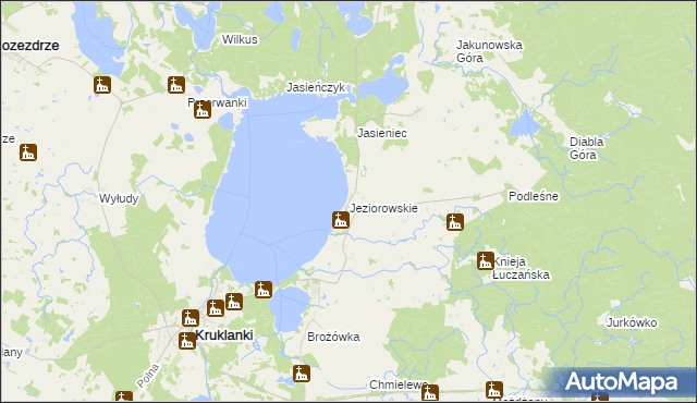 mapa Jeziorowskie gmina Kruklanki, Jeziorowskie gmina Kruklanki na mapie Targeo