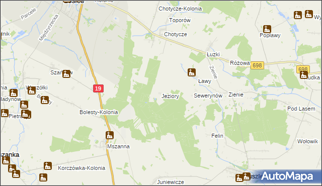 mapa Jeziory gmina Łosice, Jeziory gmina Łosice na mapie Targeo