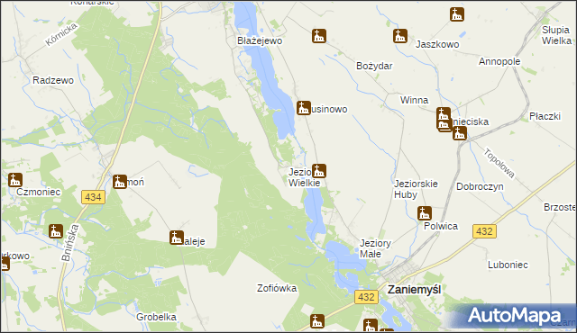 mapa Jeziory Wielkie, Jeziory Wielkie na mapie Targeo