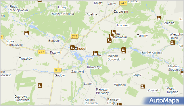 mapa Jeżów gmina Chodel, Jeżów gmina Chodel na mapie Targeo