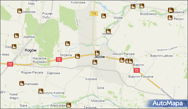 mapa Jeżów powiat brzeziński, Jeżów powiat brzeziński na mapie Targeo