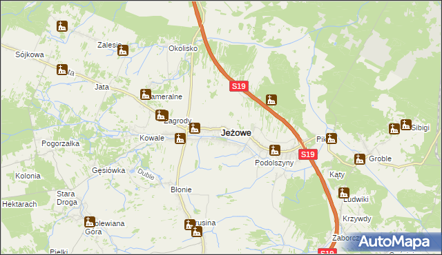 mapa Jeżowe, Jeżowe na mapie Targeo