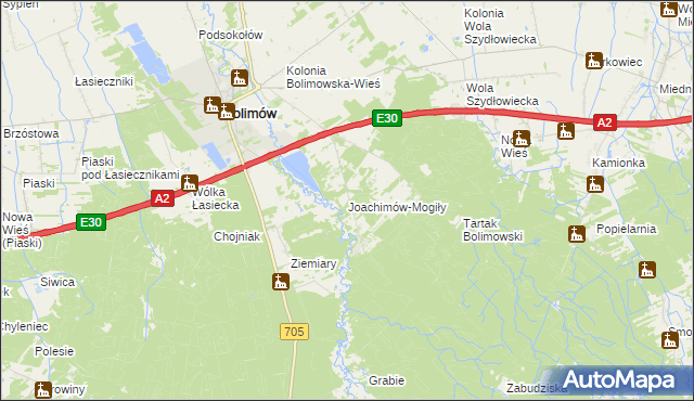 mapa Joachimów-Mogiły, Joachimów-Mogiły na mapie Targeo