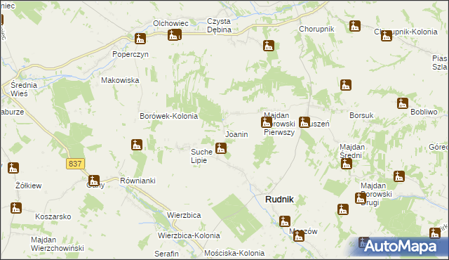 mapa Joanin gmina Rudnik, Joanin gmina Rudnik na mapie Targeo