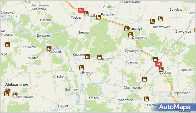 mapa Joaniów, Joaniów na mapie Targeo