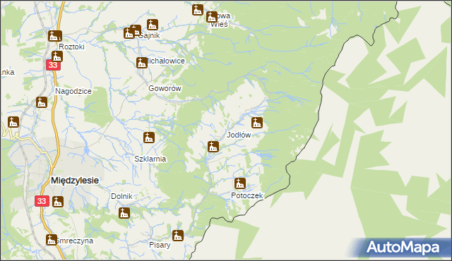 mapa Jodłów gmina Międzylesie, Jodłów gmina Międzylesie na mapie Targeo