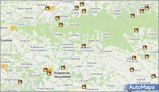 mapa Jodłówka Tuchowska, Jodłówka Tuchowska na mapie Targeo